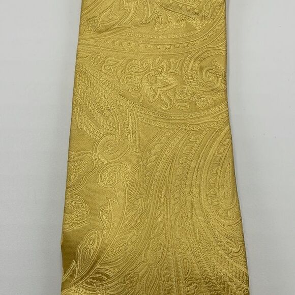 100% silk Yellow paisley pronto uomo necktie - Picture 2 of 5